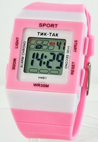 Электронные наручные часы Тик-Так. Спортивная модель. Розовые 
