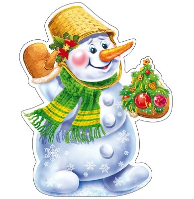 Веселый снеговичок. Фигурный плакат 20х26 см