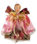 Елочная игрушка из текстиля. Парчовый ангел в розовой накидке