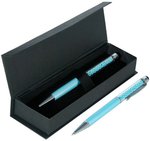 Ручка-стилус Aery в подарочной упаковке. Голубой перламутровый корпус, декорированный бусинами
