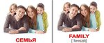 Семья/Family. 40 двухсторонних карточек с подписями на английском и русском языках