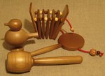 Комплект детских музыкальных инструментов из дерева "Каруселька" (тонированные). Мастерская Сереброва