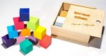 Цветные кубики. Развивающая игра для детей. 16 кубиков в деревянной коробке