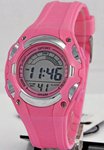 Розовые электронные часы для девочек. Модель с будильником и секундомером 