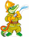 Крокодил-пожарный. Фигурный плакат с глиттером 