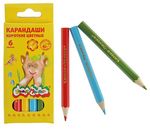 Цветные карандаши короткие "Каляка-Маляка" 6 цветов, шестигранные с заточкой