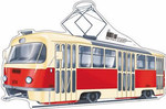 Трамвай. Фигурный мини-плакат 18,5х29 см