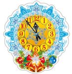 Новогодние часы. Фигурный плакат для украшения помещений к празднику