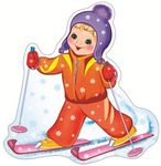 Мальчик на лыжах. Зимний фигурный плакат