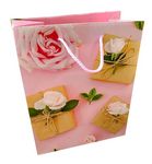 Пакет подарочный бумажный "Розовые розы" 18х23х10 см