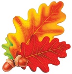 Листья дуба. Яркий фигурный плакат для оформления праздника осени