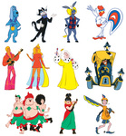 Комплект фигурных плакатов с героями мультфильма "Бременские музыканты" (11 персонажей)