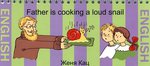 Father is cooking a loud snail.  .  -   